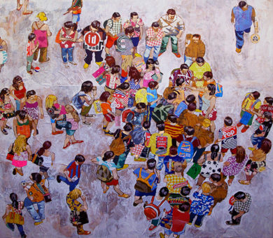 23 MEETING POINT .Técnica mixta y collage sobre madera.200x200 cms.2009